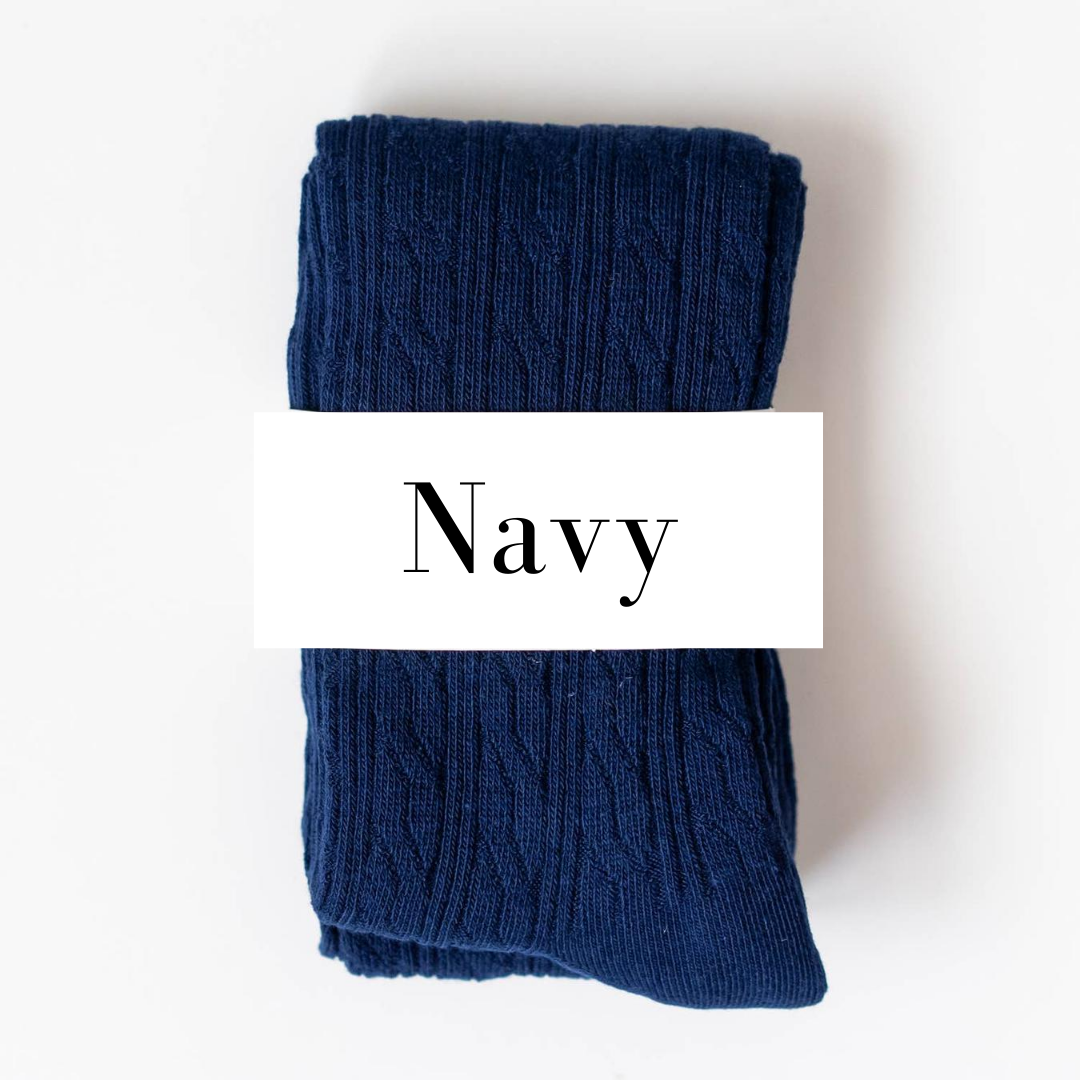 Navy Cable Knit Tights size: 6-12m