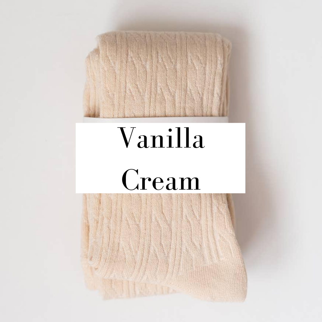 Vanilla Cable Knit Tights size: 1-2y