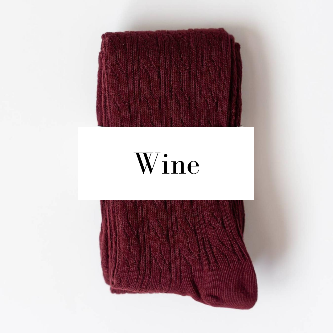 Wine Cable Knit Tights Size: 1-2y