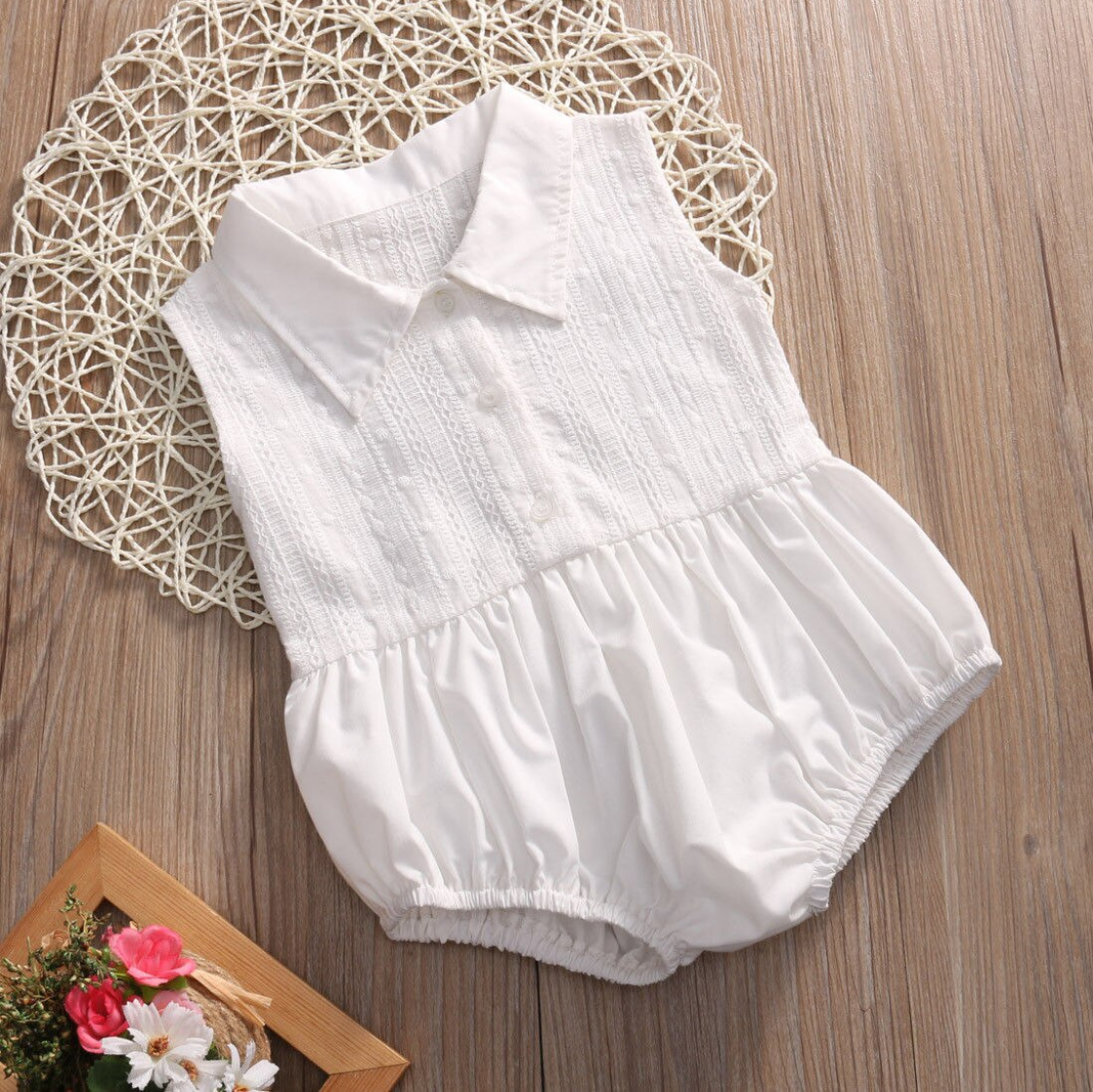 Baby Girl Lace Cotton Romper