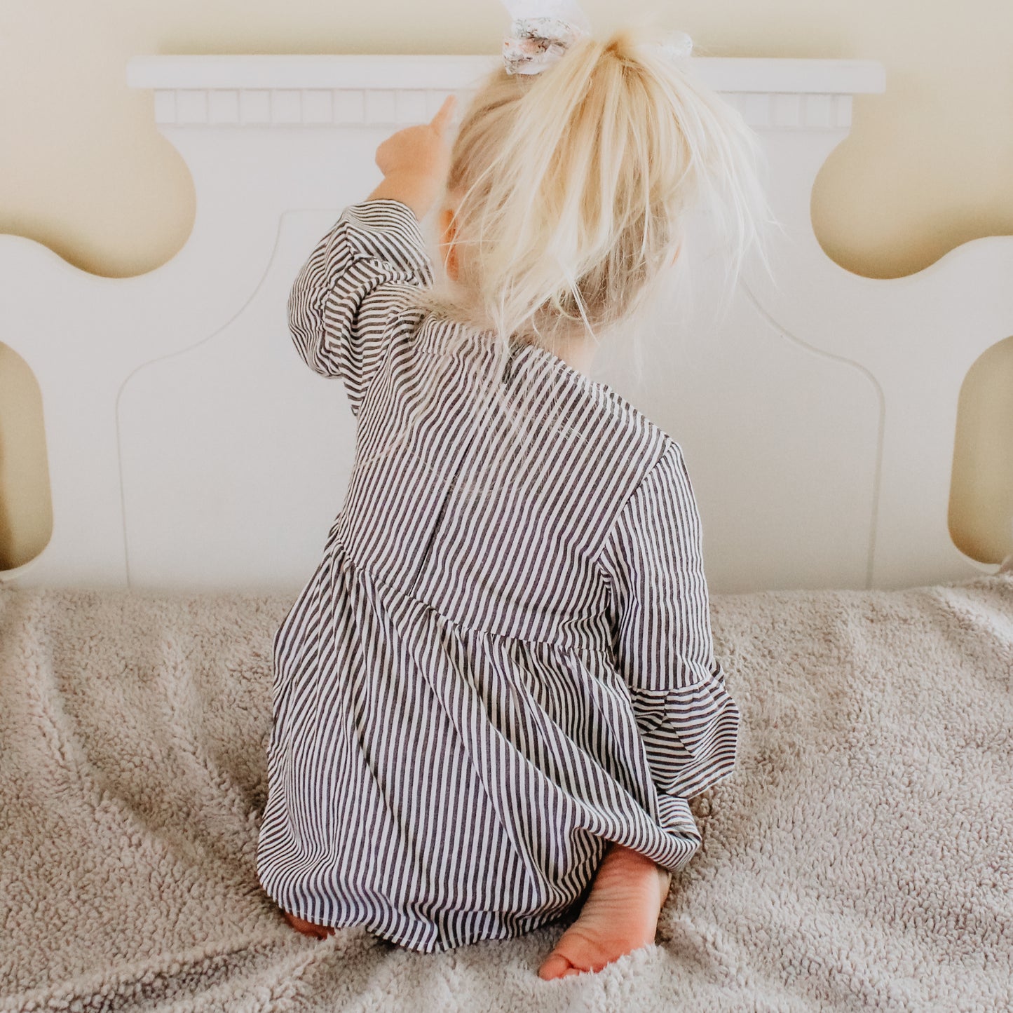 Cotton Gathered Baby Girl Striped Top