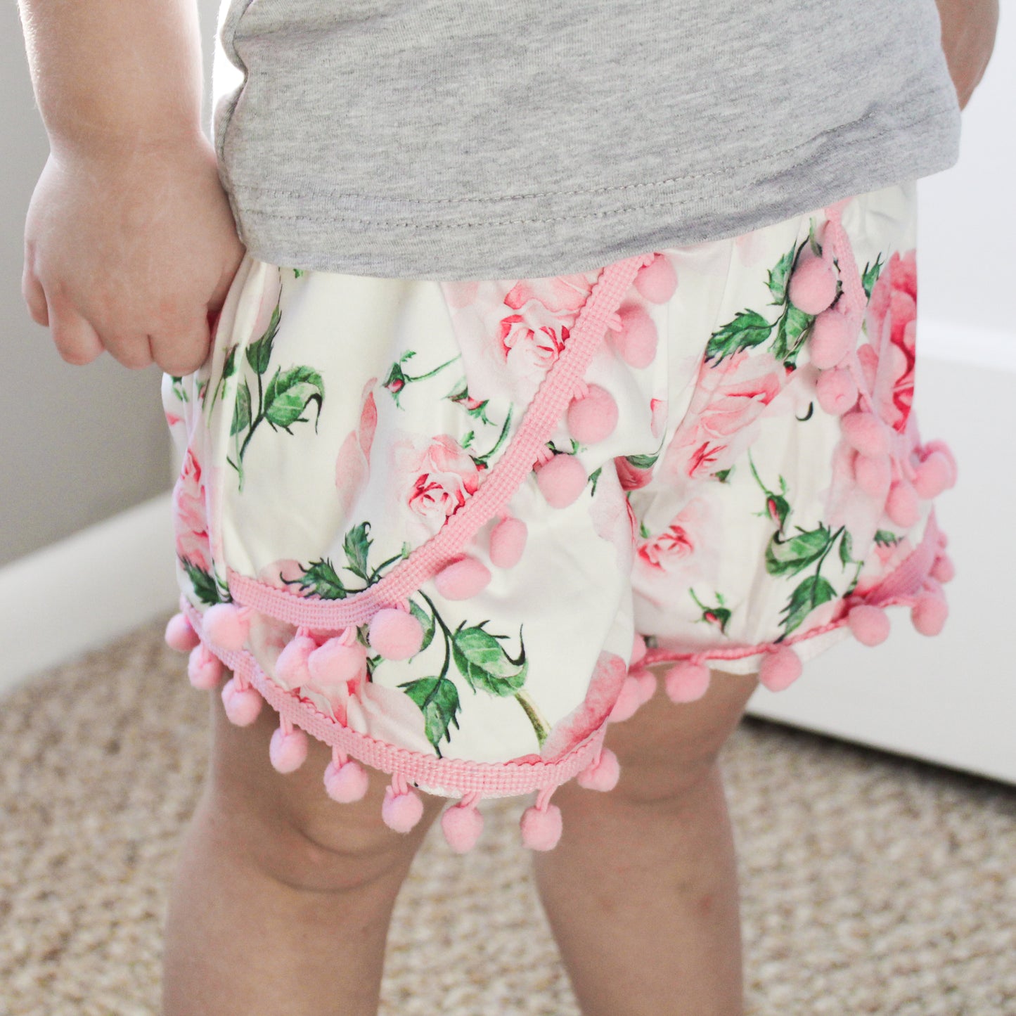 Floral Mouse Tank and Pom Pom shorts