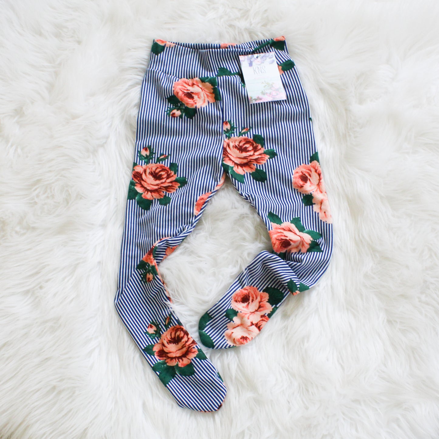 2t Striped Floral footie tights