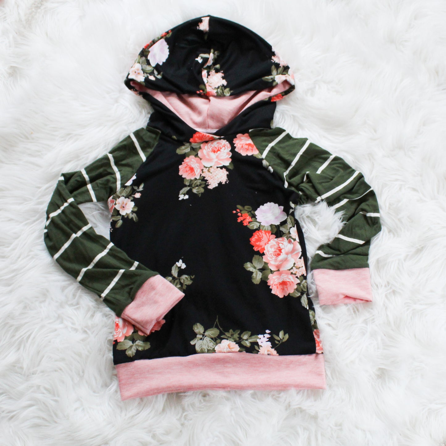 Size 6 Floral and striped Hoodie