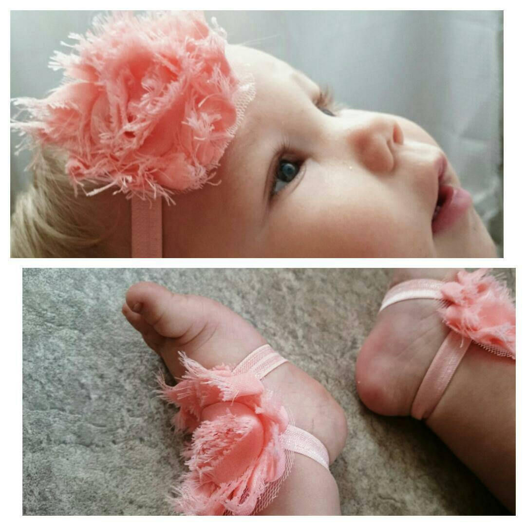 Baby barefoot sandals and headband set