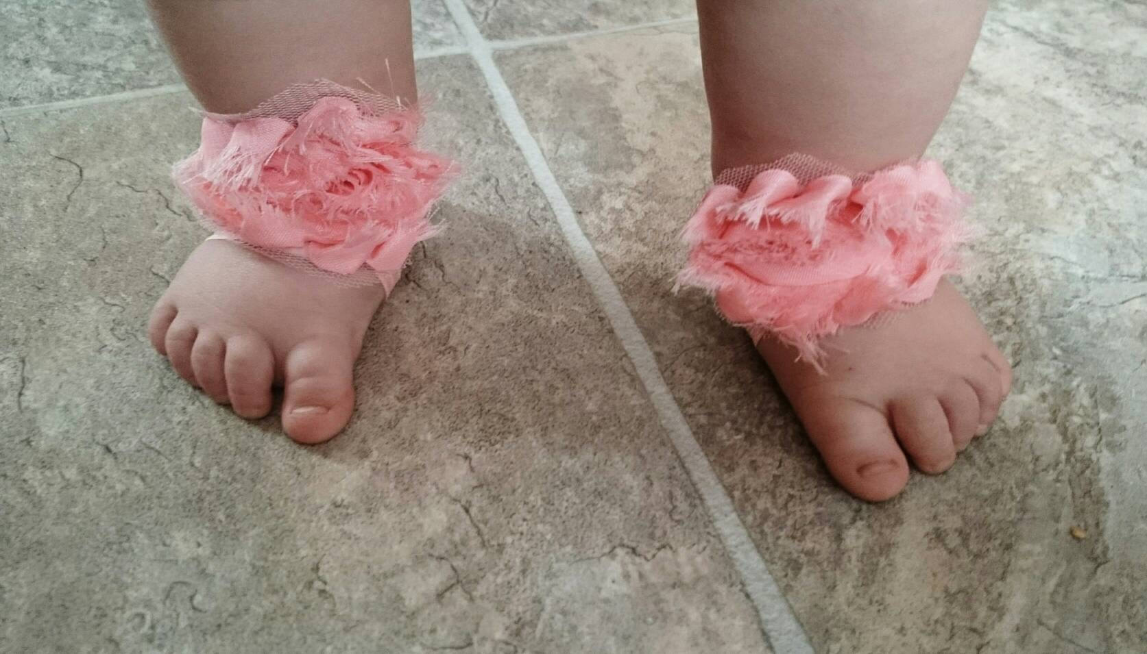 Buy Chnli10 Pcs Baby Girl Foot Flower Barefoot Sandals Newborn Flower Feet  Accessory Infant Footwear Toddler Chiffon Shoes Online at desertcartINDIA