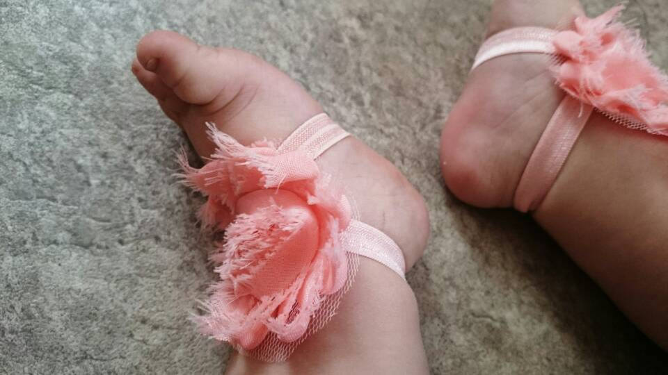Newborn Baby Girl Pink Headband & Matching Barefoot Sandals | eBay