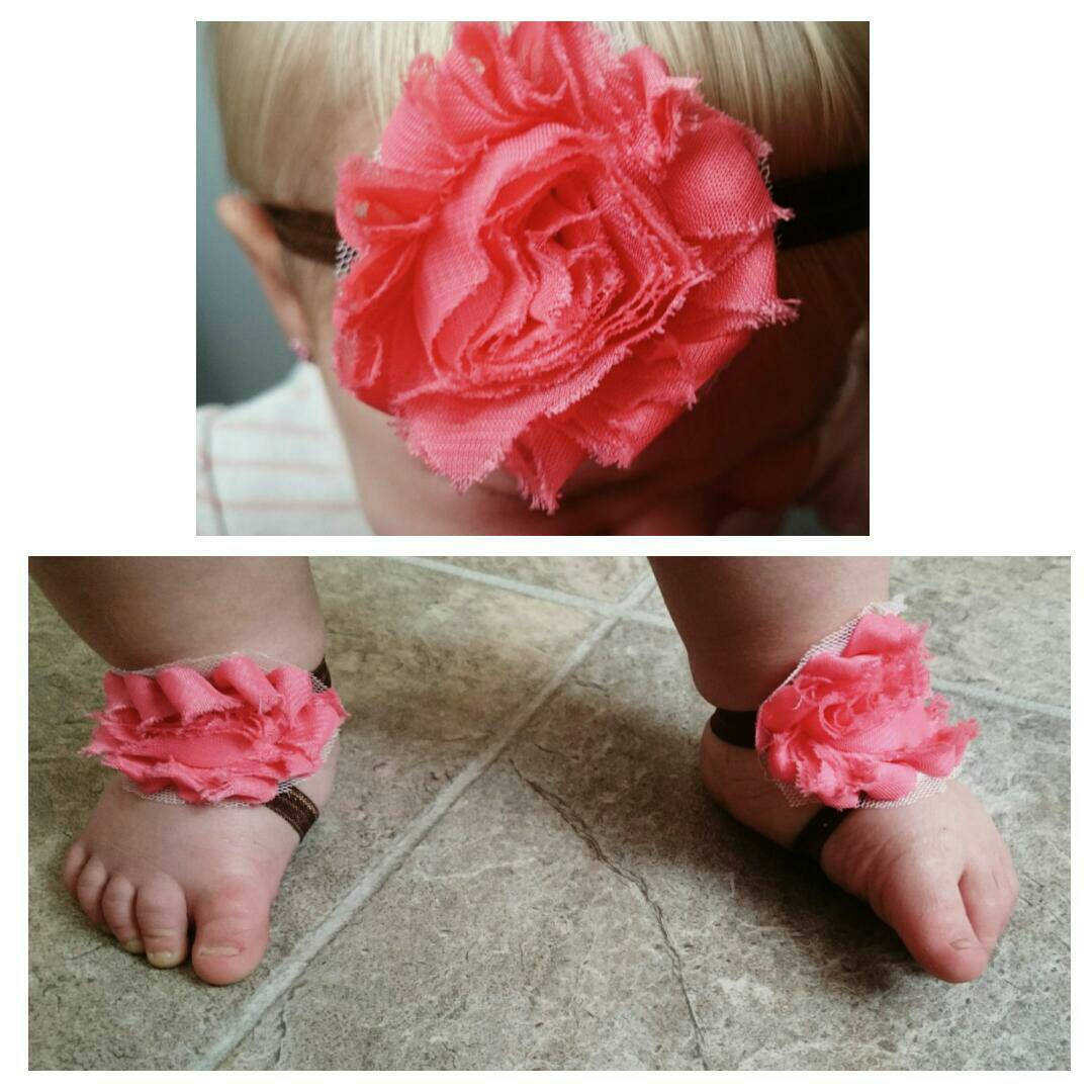 Pink and brown baby barefoot sandals