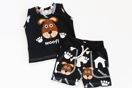 3-6 month Woof! Tank Top and Pocket Shorts Set